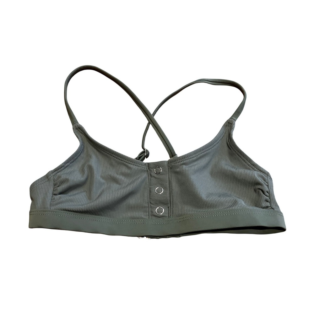 Xhilaration Womens Olive‎ Green Ribbed Snap Bralette Bikini Top Size S Small